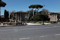 Piazza della Bocca della VeritÃÂ  with the Fountain of the Tritons, the Forum Boarium and the Temple of Portunus in Rome, Italy. Royalty Free Stock Photo